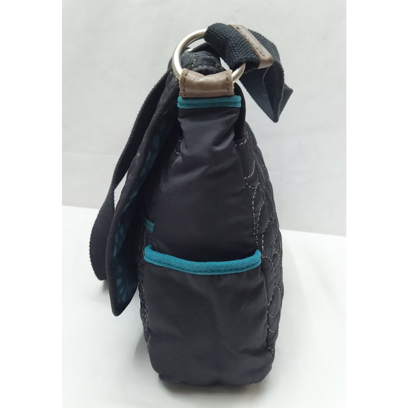 Fossil Black Nylon Floral Flap Closure Messenger Crossbody Bag - Picture 5 of 16